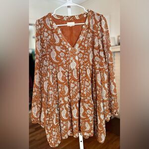 Melloday Tiered Paisley Peasant Mini Dress-